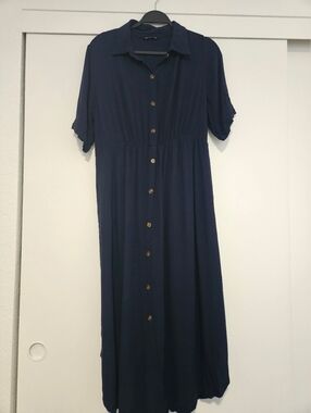 Bloomchic Classic Navy Button-Front Shirt Dress